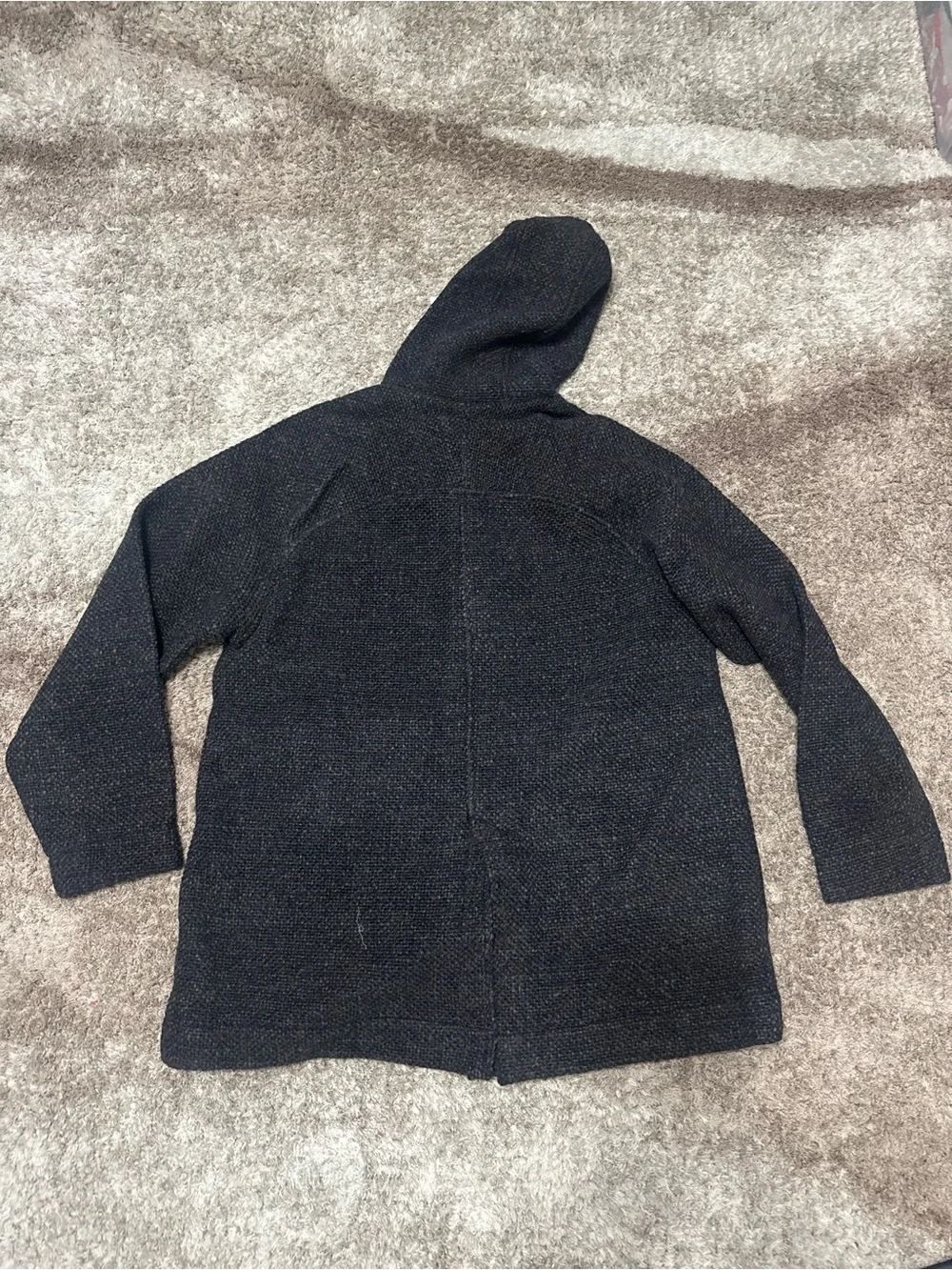 Folk Hooded Car Coat - Navy Brown Texture
